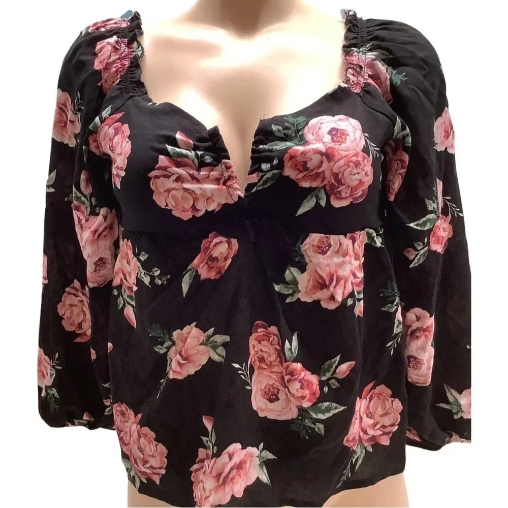 Almost Famous Off The Shoulder Floral Crop Top 100% Rayon New With Tags